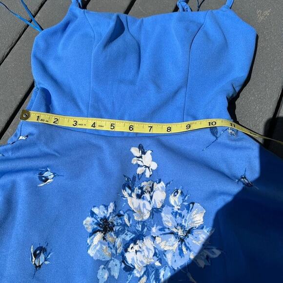 Jun & IVY, blue adjustable straps, flared skirt fitted top women's XS dress. - Picture 8 of 9